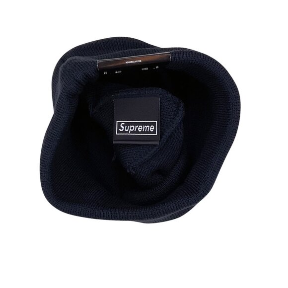 Supreme x New Era FW20 Cross Box Logo Beanie Navy - Picture 3 of 5
